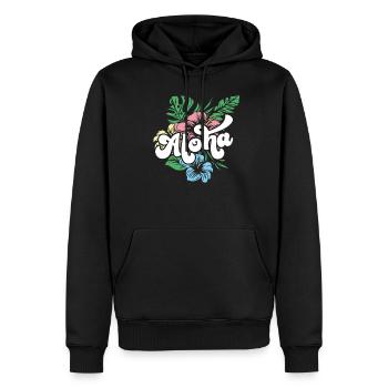 Aloha Hibiscus Hawaii - Sweat à capuche Premium bio Homme - noir - Devant - Nico (187cm)