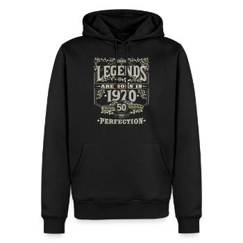 Vintage 1970 50th Birthday Legend Gift - Men’s Premium Organic Hoodie - black - Front - Nico (187cm)