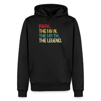 Papa l'homme le mythe la légende - Sweat à capuche Premium bio Homme - noir - Devant - Nico (187cm)