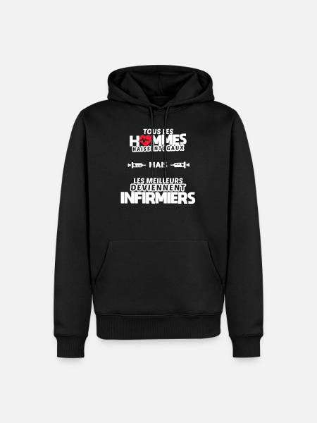 Cadeau humour infirmier - Sweat à capuche Premium bio Homme - noir