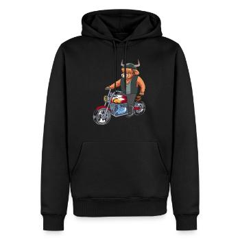 Hochlandrind Highland bovins vache motard moto - Sweat à capuche Premium bio Homme - noir - Devant - Nico (187cm)