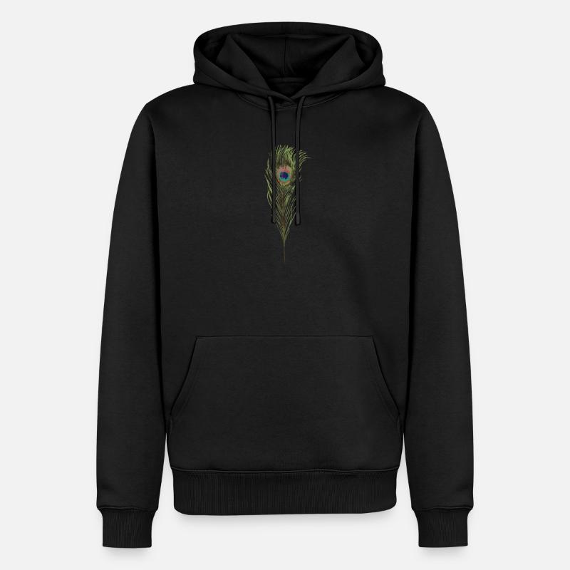 Pfauenfeder - Männer Premium Bio Hoodie - Schwarz