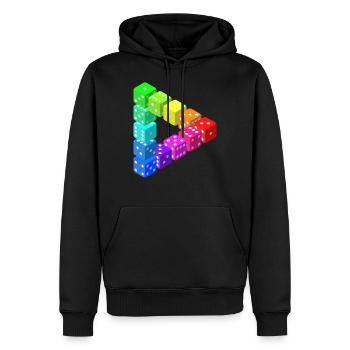 Penrose triangle made of cubes - Men’s Premium Organic Hoodie - black - Front - Nico (187cm)