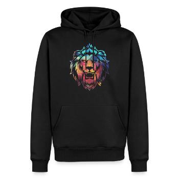 Lion coloré rugissant - Sweat à capuche Premium bio Homme - noir - Devant - Nico (187cm)