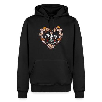 La cuisson est un amour rendu visible par les amateurs de pâtisserie - Sweat à capuche Premium bio Homme - noir - Devant - Nico (187cm)