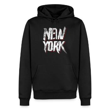 New York - Sweat à capuche Premium bio Homme - noir - Devant - Nico (187cm)