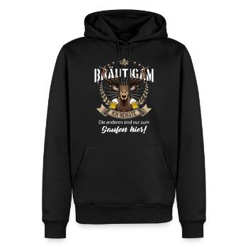 Bräutigam JGA Junggesellenabschied Hirsch Bayern - Männer Premium Bio Hoodie - Schwarz - Vorne - Nico (187cm)