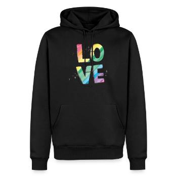 gay pride gay pride shirtGay Pride Love Regenbogen - Männer Premium Bio Hoodie - Schwarz - Vorne - Nico (187cm)