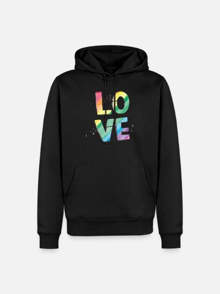 gay pride gay pride shirtGay Pride Love Regenbogen - Männer Premium Bio Hoodie - Schwarz