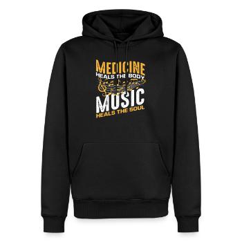 Musique Notes Professeur de musique Cadeau - Sweat à capuche Premium bio Homme - noir - Devant - Nico (187cm)