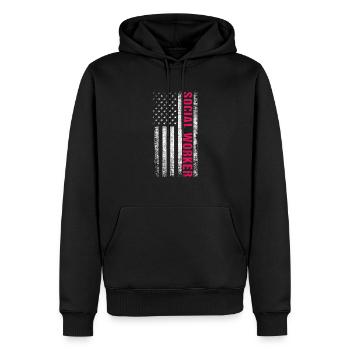 Drapeau américain travailleur social cadeau santé mentale - Sweat à capuche Premium bio Homme - noir - Devant - Nico (187cm)