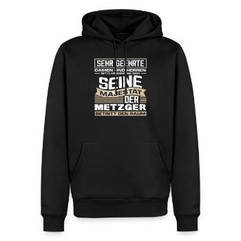 Fleischer Metzger - Männer Premium Bio Hoodie - Schwarz - Vorne - Nico (187cm)