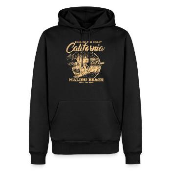 Surfeurs californiens - Sweat à capuche Premium bio Homme - noir - Devant - Nico (187cm)
