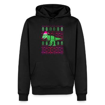 Lustiger Santa T-Rex - Männer Premium Bio Hoodie - Schwarz - Vorne - Nico (187cm)