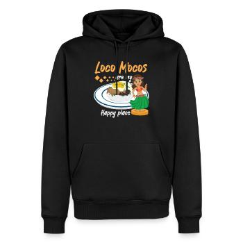 Loco Mocos sind mein glücklicher Ort hawaiianisches Frühstück - Männer Premium Bio Hoodie - Schwarz - Vorne - Nico (187cm)