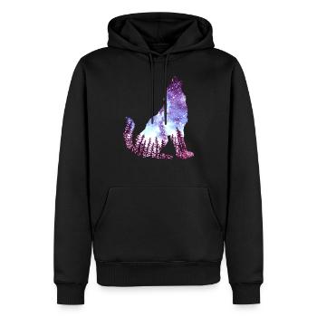 Wolf - Männer Premium Bio Hoodie - Schwarz - Vorne - Nico (187cm)