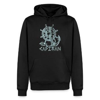 capitaine - Sweat à capuche Premium bio Homme - noir - Devant - Nico (187cm)