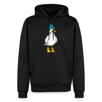 Mouette de marin drôle - Sweat à capuche Premium bio Homme - noir - Devant - Nico (187cm)