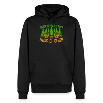 Wenn der Wald ruft muss ich gehen Holzfäller Wald - Männer Premium Bio Hoodie - Schwarz - Vorne - Nico (187cm)