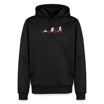Heartbeat pour triathlon Swim Bike Run - Sweat à capuche Premium bio Homme - noir - Devant - Nico (187cm)