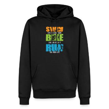 Tri Swim Bike Run - Sweat à capuche Premium bio Homme - noir - Devant - Nico (187cm)