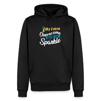 My Extra Chromosome Down Syndrome Awareness Sped T - Sweat à capuche Premium bio Homme - noir - Devant - Nico (187cm)