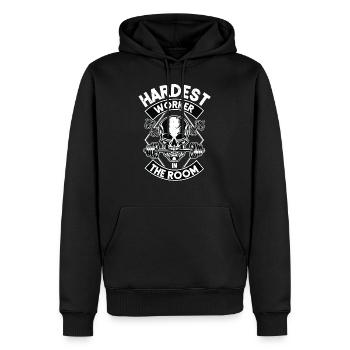Hardest Worker In The Room - Männer Premium Bio Hoodie - Schwarz - Vorne - Nico (187cm)