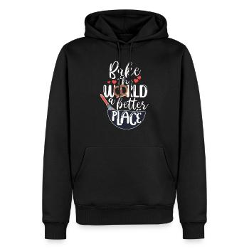 Bake The World A Better Place Cake Artist Baker Cu - Sweat à capuche Premium bio Homme - noir - Devant - Nico (187cm)