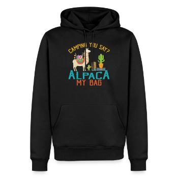 Camping You Say Alpaca My Bag Funny Llama Shirt - Sweat à capuche Premium bio Homme - noir - Devant - Nico (187cm)