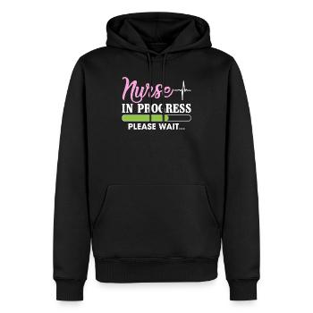 Infirmière en cours, veuillez attendre T-shirt drôle - Sweat à capuche Premium bio Homme - noir - Devant - Nico (187cm)