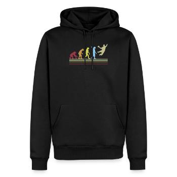 Handballs retro graphismes saut Evolution cadeau - Sweat à capuche Premium bio Homme - noir - Devant - Nico (187cm)