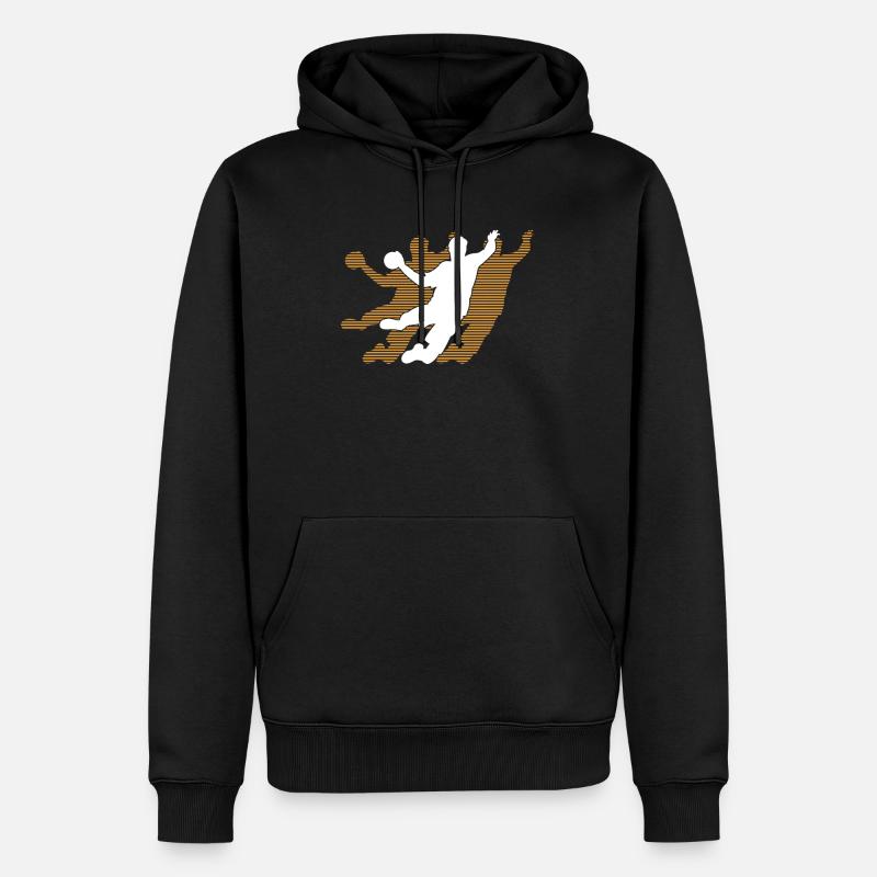 Graphique de joueur de handball - Sweat à capuche Premium bio Homme - noir