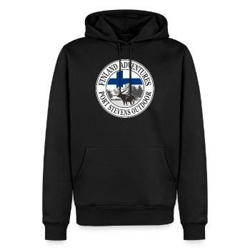 Finland Adventures - Finland flag & moose - Männer Premium Bio Hoodie - Schwarz - Vorne - Nico (187cm)