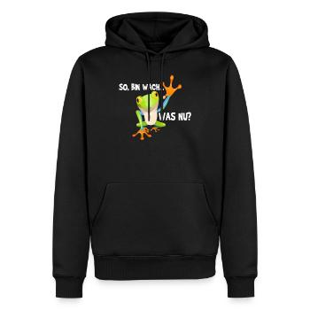 Frosch Froschmotiv Frösche Amphibien Geschenkidee - Männer Premium Bio Hoodie - Schwarz - Vorne - Nico (187cm)