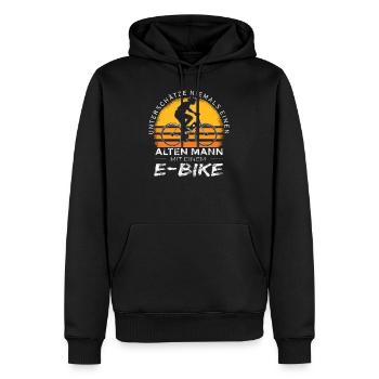 E-Biker E-Bike E bike Rentner Fahrrad Radfahrer - Männer Premium Bio Hoodie - Schwarz - Vorne - Nico (187cm)