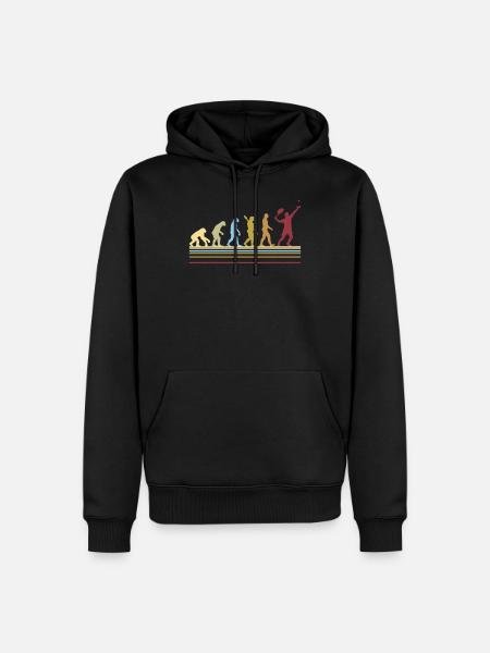 Tennisspieler Retro Evolution Geschenk Grafik - Männer Premium Bio Hoodie - Schwarz