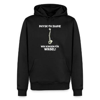 Physiotherapie Wir sorgen für Wirbel - Männer Premium Bio Hoodie - Schwarz - Vorne - Nico (187cm)