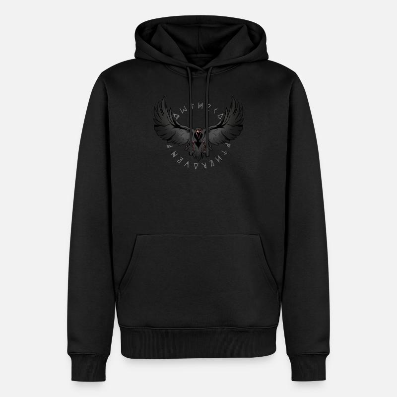 Odins Raben Runen Wikinger - Männer Premium Bio Hoodie - Schwarz