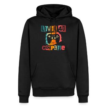 40e anniversaire niveau 40 Complete 40 Ans De Jeu - Sweat à capuche Premium bio Homme - noir - Devant - Nico (187cm)