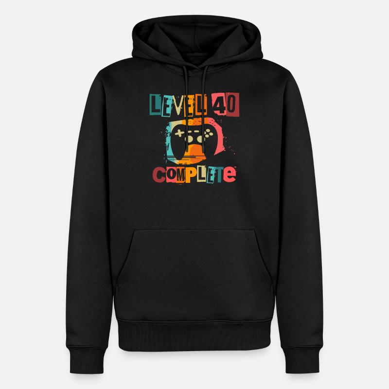 40e anniversaire niveau 40 Complete 40 Ans De Jeu - Sweat à capuche Premium bio Homme - noir