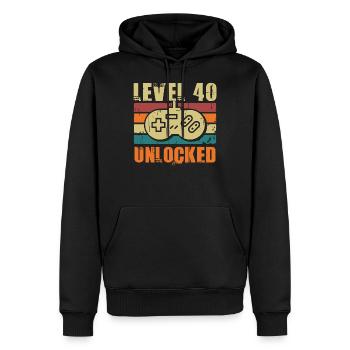 40th Birthday Level 40 Unlocked 40 Years Gift - Men’s Premium Organic Hoodie - black - Front - Nico (187cm)