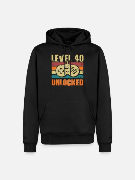 40 Geburtstag Level 40 Unlocked 40 Jahre Geschenk - Männer Premium Bio Hoodie - Schwarz