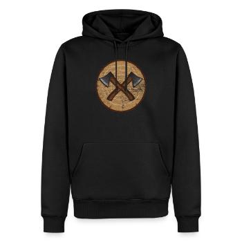 Axe Wood Tree Trunk - Men’s Premium Organic Hoodie - black - Front - Nico (187cm)
