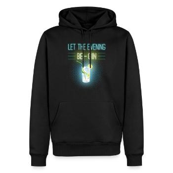 Let the Evening BE-GIN Spruch Gin und Tonic Design - Männer Premium Bio Hoodie - Schwarz - Vorne - Nico (187cm)