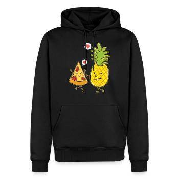 Pizza ananas Pizza hawaïenne ananas sur pizza - Sweat à capuche Premium bio Homme - noir - Devant - Nico (187cm)
