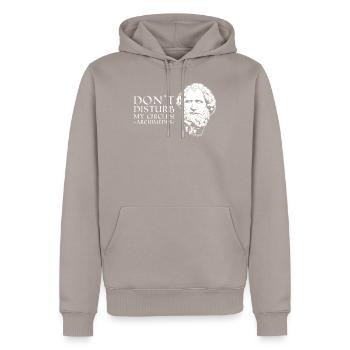 Mes cercles célèbre citation mathématicien grec - Sweat à capuche Premium bio Homme - taupe - Devant - Nico (187cm)