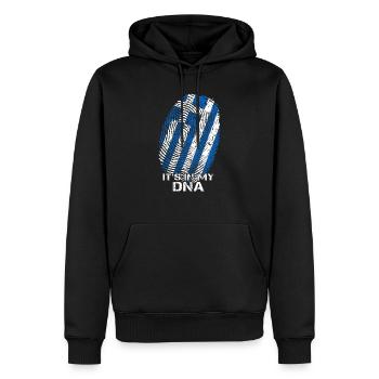 Griechenland ist in meiner DNA - Männer Premium Bio Hoodie - Schwarz - Vorne - Nico (187cm)