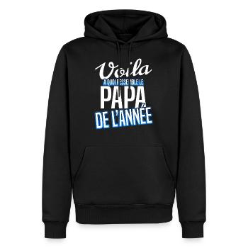 Papa de l'année - Sweat à capuche Premium bio Homme - noir - Devant - Nico (187cm)