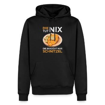 Wiener Schnitzel Kalbfleisch Österreich - Tut nix - Männer Premium Bio Hoodie - Schwarz - Vorne - Nico (187cm)