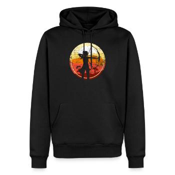 Tir à l'arc rétro - Sweat à capuche Premium bio Homme - noir - Devant - Nico (187cm)